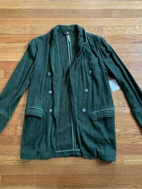 Free People Military Style Green Knit Blazer